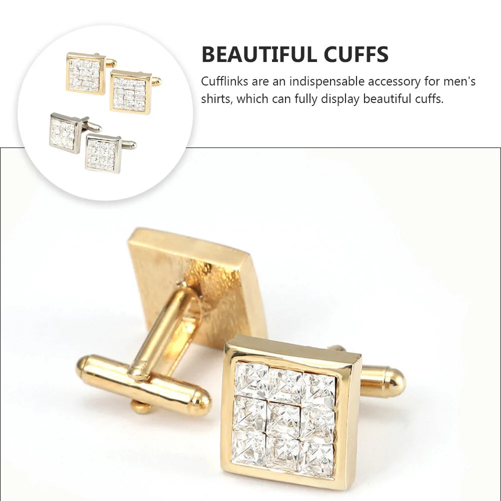 2 Pairs Men's Male Cuff Buttons Fashion Studs Suit Accessories Ornaments Silver Decor Cuff-links Tray Clothing