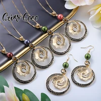 cring coco snail conch pendant necklace set new samoan earrings mothers day gift polynesian wholesale hawaiian jewelry sets