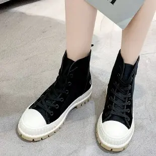 Кеды женские на платформе Повседневные высокие холщовые кроссовки обувь для