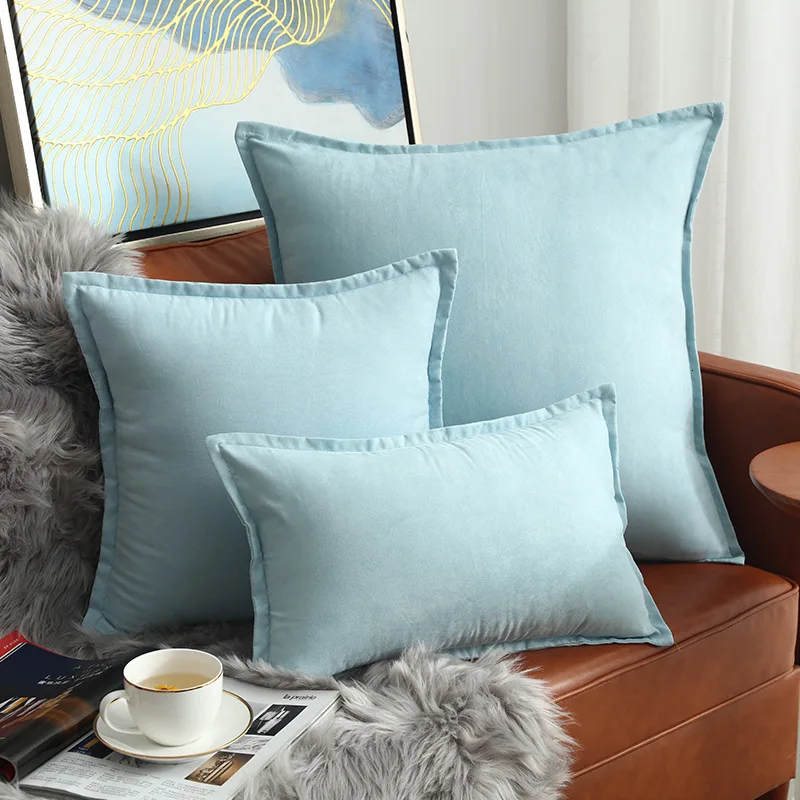 60x60 см модный однотонный светло-розовый Роскошный чехол для подушки замшевый