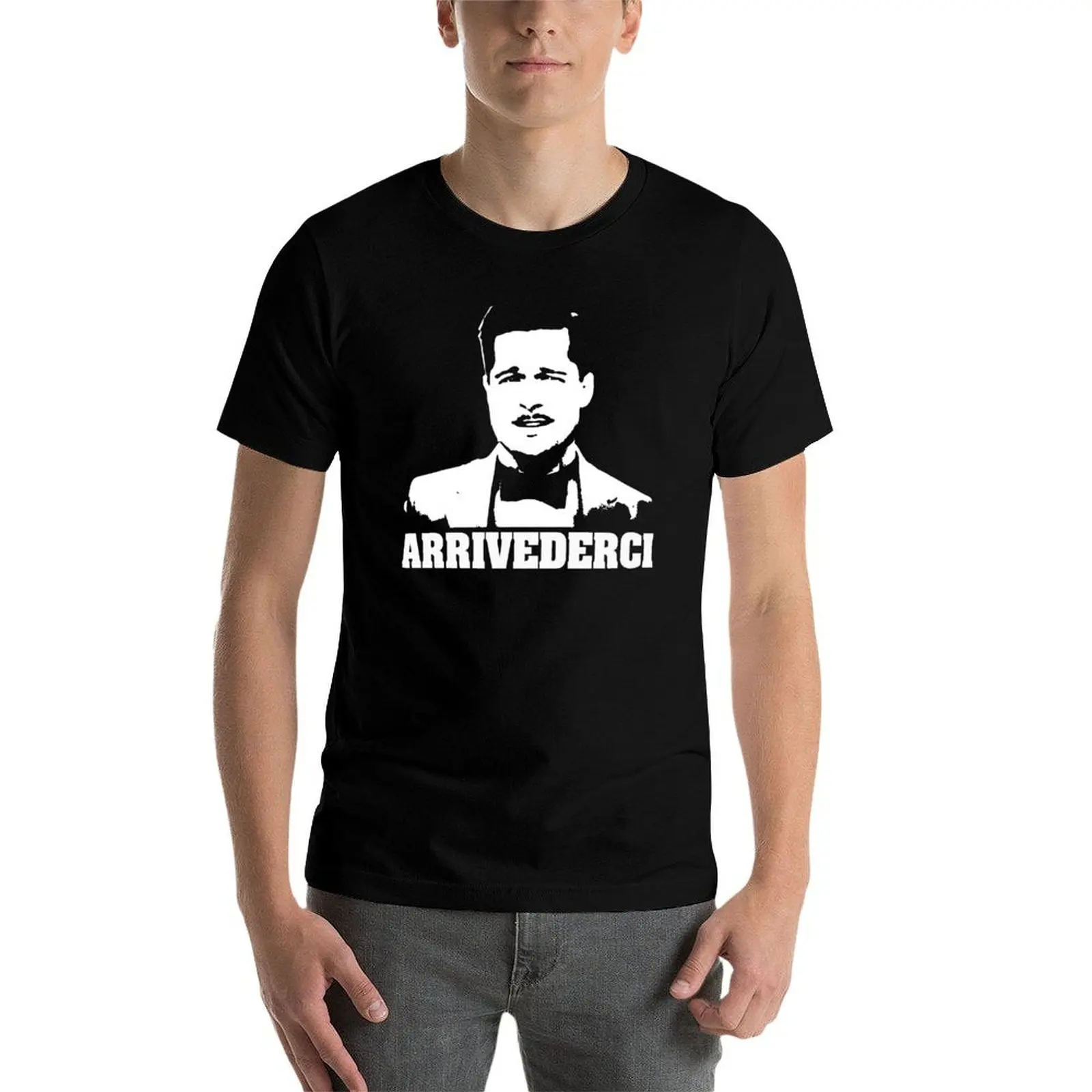 Фото Футболка Inglorious Basterds Aldo Raine Arrivederci, мужская футболка, приталенная мужская футболка, мужская футболка класса люкс №3