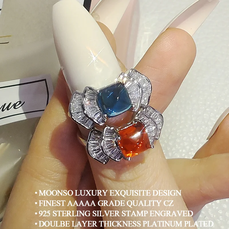 Новинка 2023 роскошное обручальное кольцо синего и зеленого цвета с принцессой