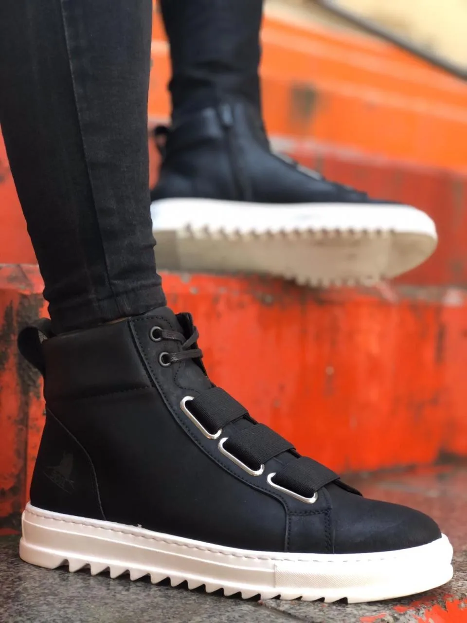 

BOA Ботинки мужские спортивные на шнуровке, на молнии, черного и белого цвета BA0060