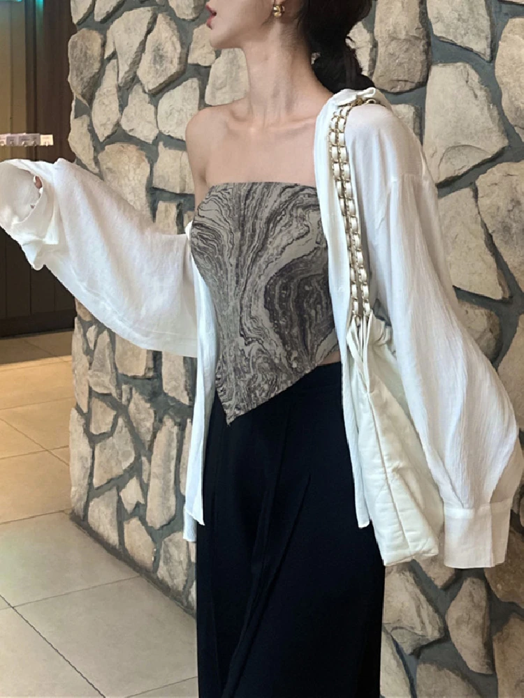 Осенние рубашки с длинным рукавом женские однотонные однобортные в корейском