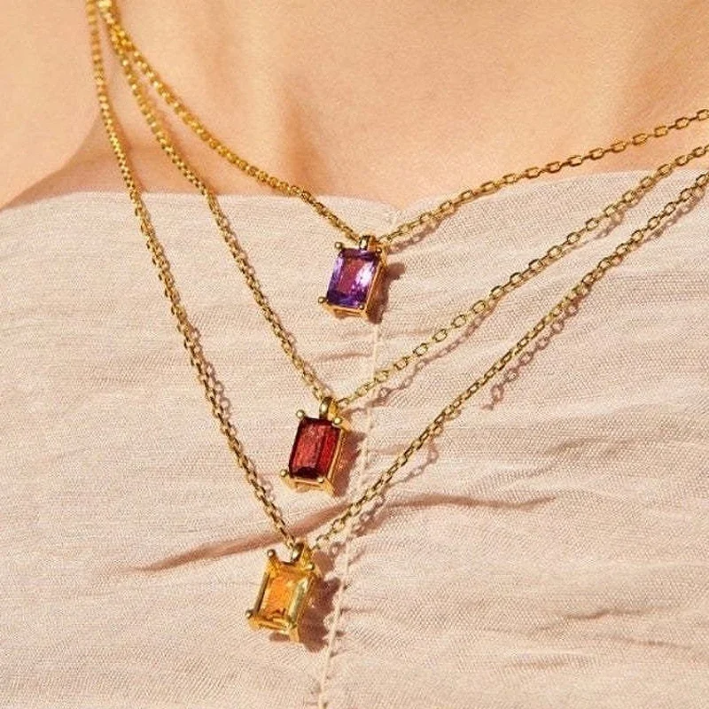 Женское колье из нержавеющей стали с цветным Цирконом