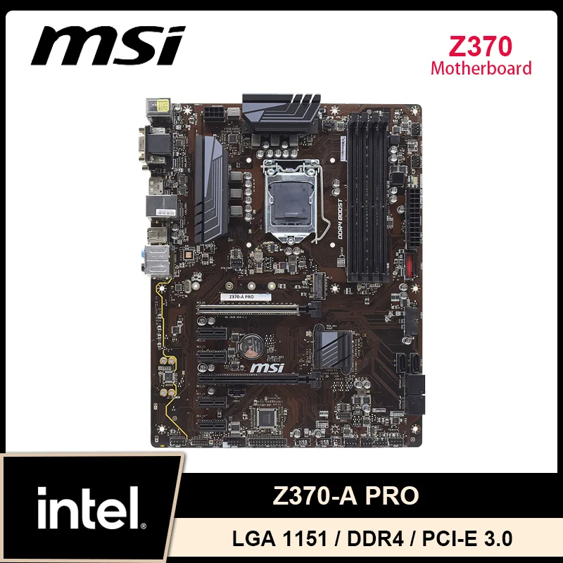 

MSI Z370-A PRO Intel Z390 LGA 1151 Motherboard DDR4 DIMM 4000+(OC) PCI-E 3.0 USB3.1 SATA III M.2 Support Core I9-9900 CPU ATX