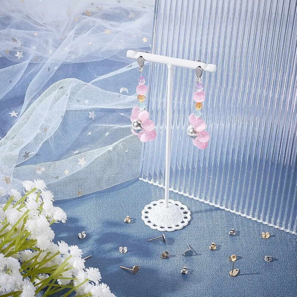 40 шт. круглые серьги-гвоздики из нержавеющей стали 2 цвета