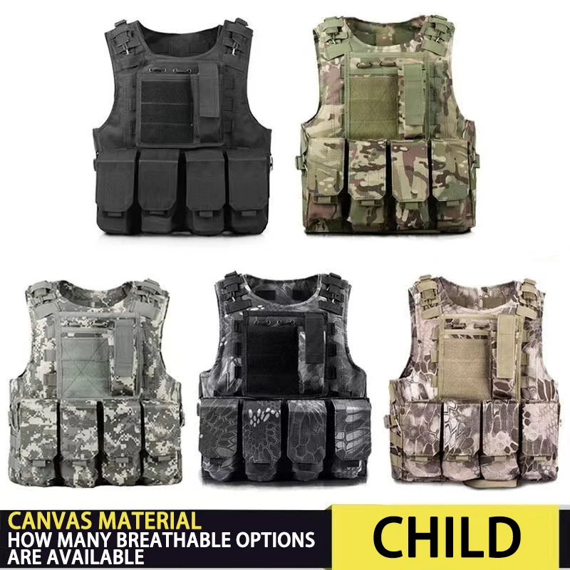 

Детский тактический жилет в стиле милитари, страйкбол, штурм, облегченная модульная система переноски, наружная одежда, охотничий Камуфляжный жилет, боевой жилет