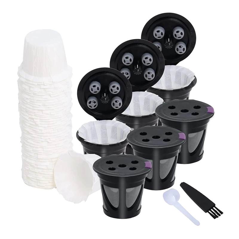 

6 Pcs Paper Reusable Coffee Filter Cup For Keurig Coffee Maker With 50 Pcs Disposable Paper Coffee Filters For Keurig K Cup Pots