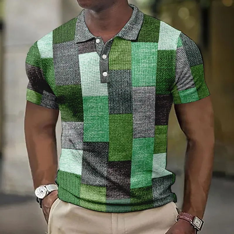 Vintage Men's Polo Shirt 3D Printed Shirts Casual Short Sleeve Tops Blouse Summer Clothing Oversized Tees Breathable Polo Shirt