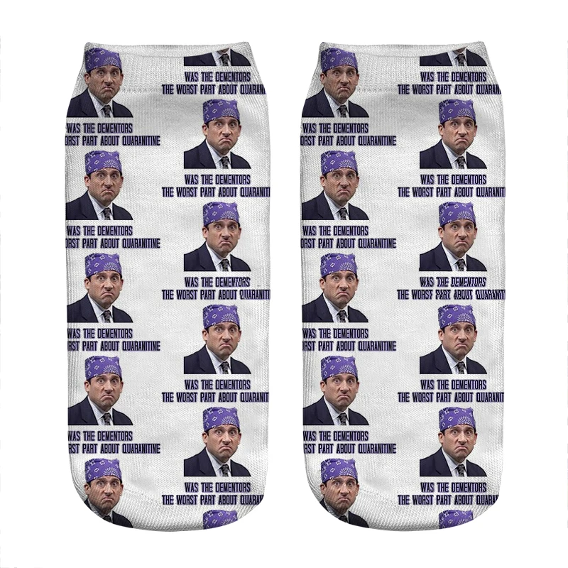 

Women's socks Funny Quarantine Mike Dwight Michael Scott Large Face id card Socks Woman harajuku Novelty gift Socks for women