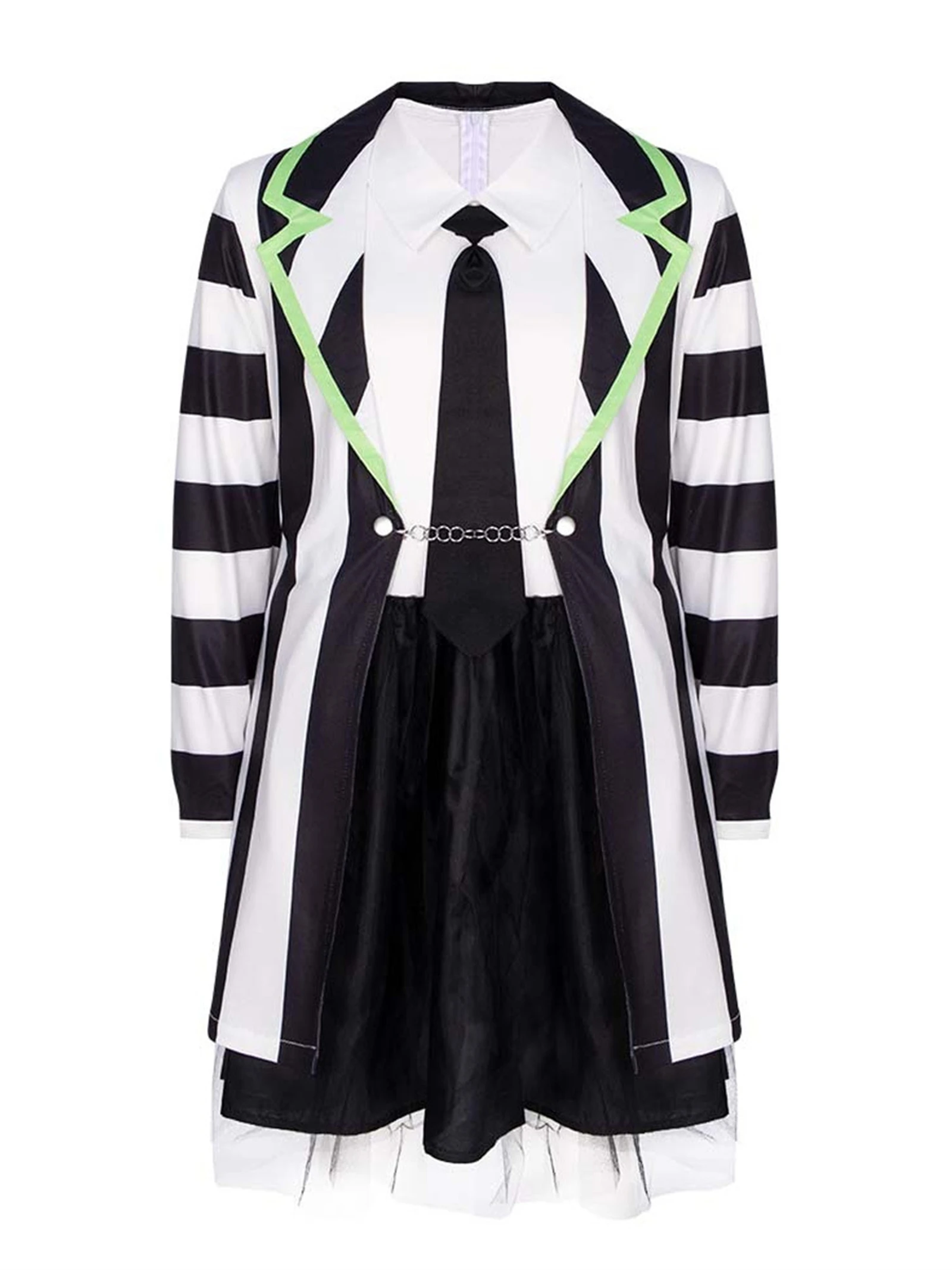 

Beetlejuice Cosplay Costume Kids Girls Striped Coat Dress Stage Performance Suits Halloween Carnival Role Play Party Outfits