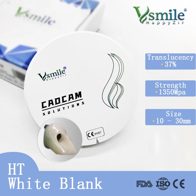 

Zirconia Disc 98mm HT White Zirconium Blank For Dental Lab CADCAM System With high strength