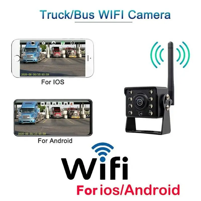 

Truck Bus WIFI Backup Camera HD Wireless Reversing Camera 170° 100M DVR Recorder Rear View Camera For IOS or Android 12V/24V
