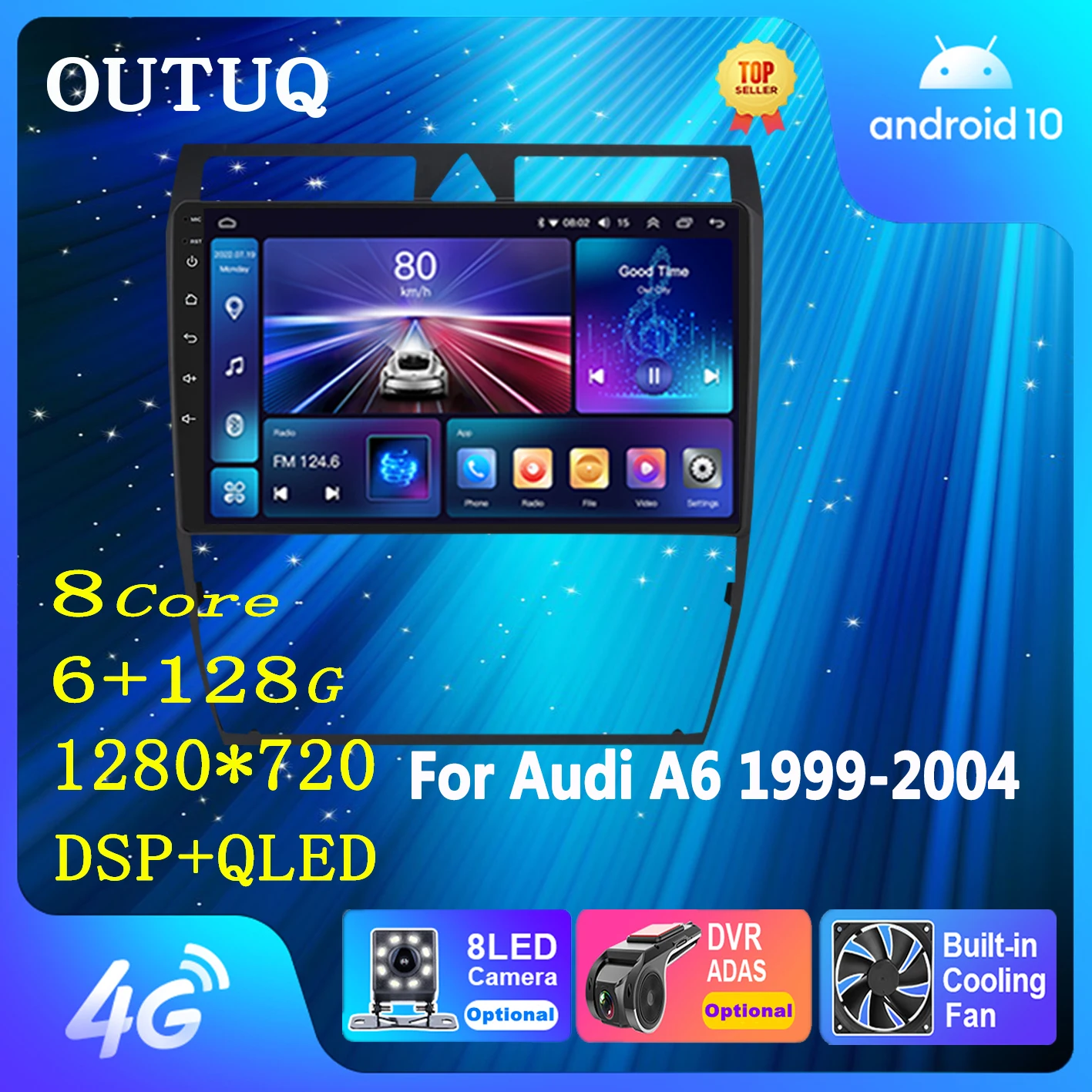 

Cooling Fan 2 Din Car Radio For Audi A6 C5 1997-2004 S6 RS6 Multimedia Player 4G Carplay QLED Headunit Audio Stereo Auto DVD