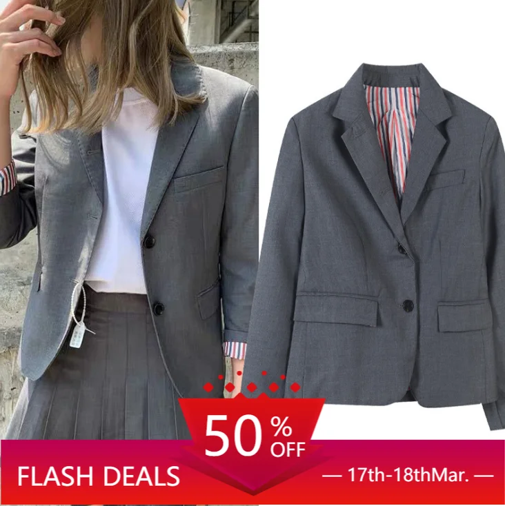Spring and Autumn British College wind tb gray small suit casual suit female self-cultivation professional OL short coat