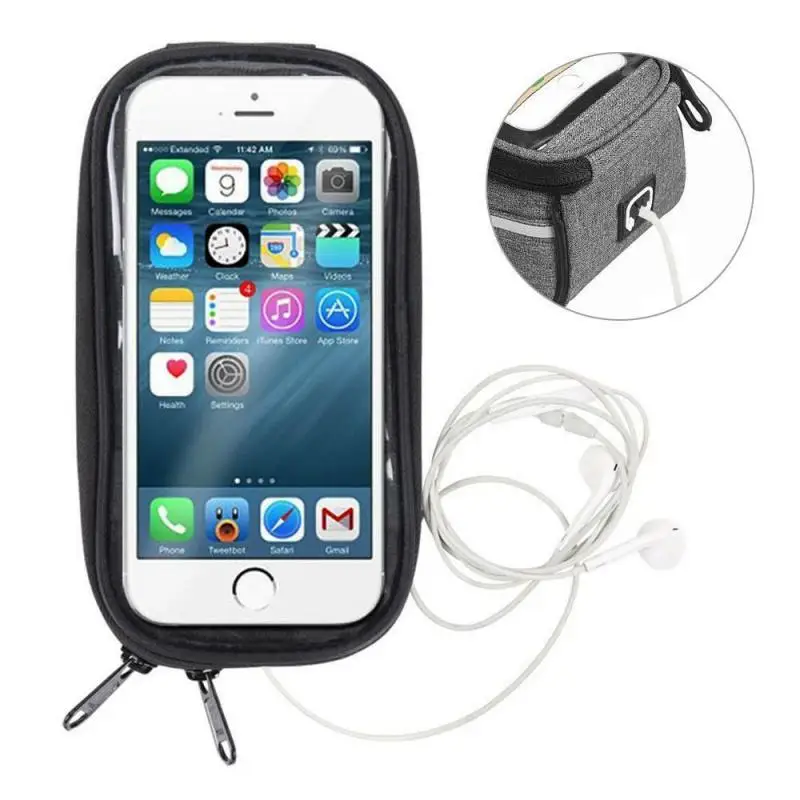 

Bicycle Phone Holder Accessories Waterproof Touch Screen Frame Front Tube Storage Mountain Road Bike Bag Phone for 6 inch Phone