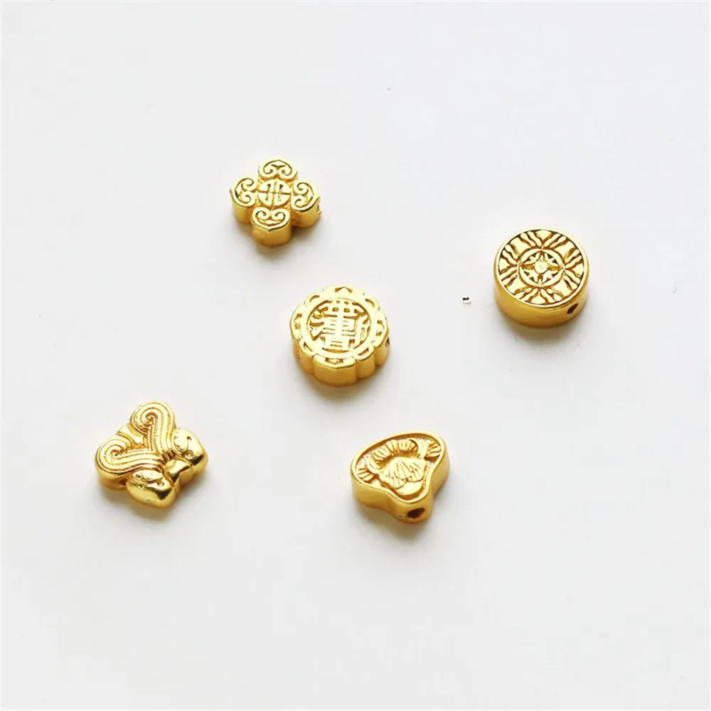 

18K wrapped gold dumb gold accessories large hole square 4mm separated bead hole bead bracelet necklace gasket DIY accessories