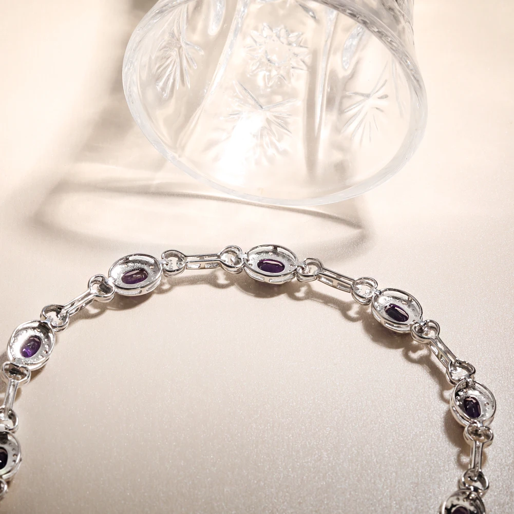 Женский браслет из серебра 925 пробы с драгоценными камнями |