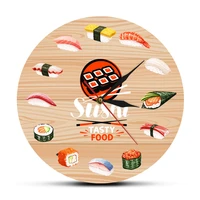 tasty food sushi types wall clock for kitchen dinning room resturant japanese cuisine modern design wall watch sushi lovers gift