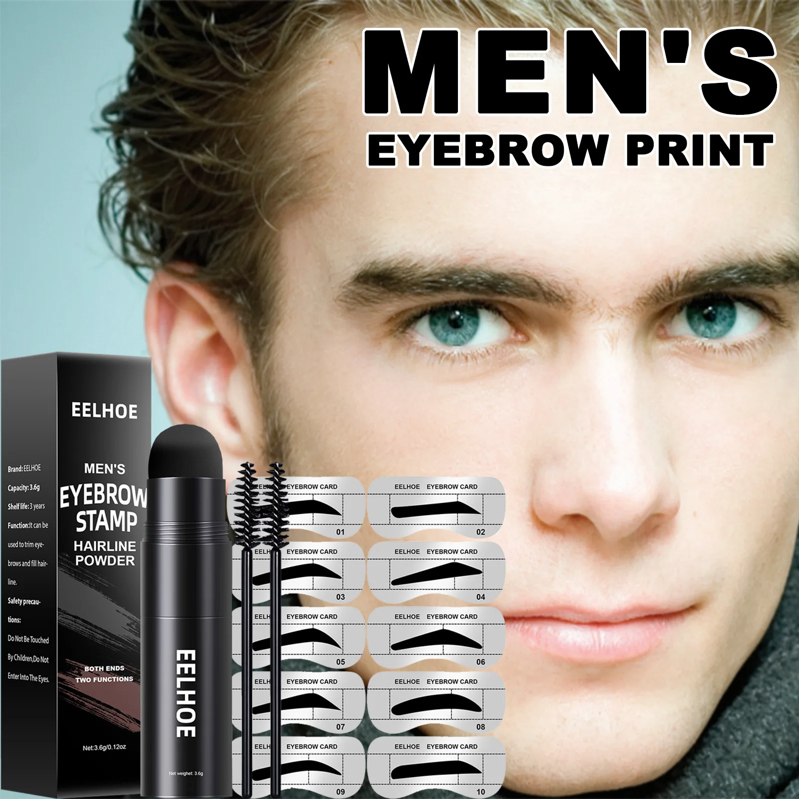 

Natural Men Contourin Shaping Set Long Lasting Waterproof Eyebrow Enhancers Eyebrow Stencils One Step Eyebrow Stamp