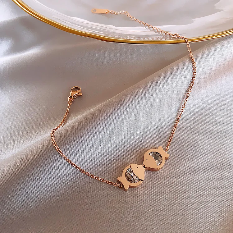 Браслет ARADOO Kiss Fish из титановой стали с фианитами | Украшения и аксессуары