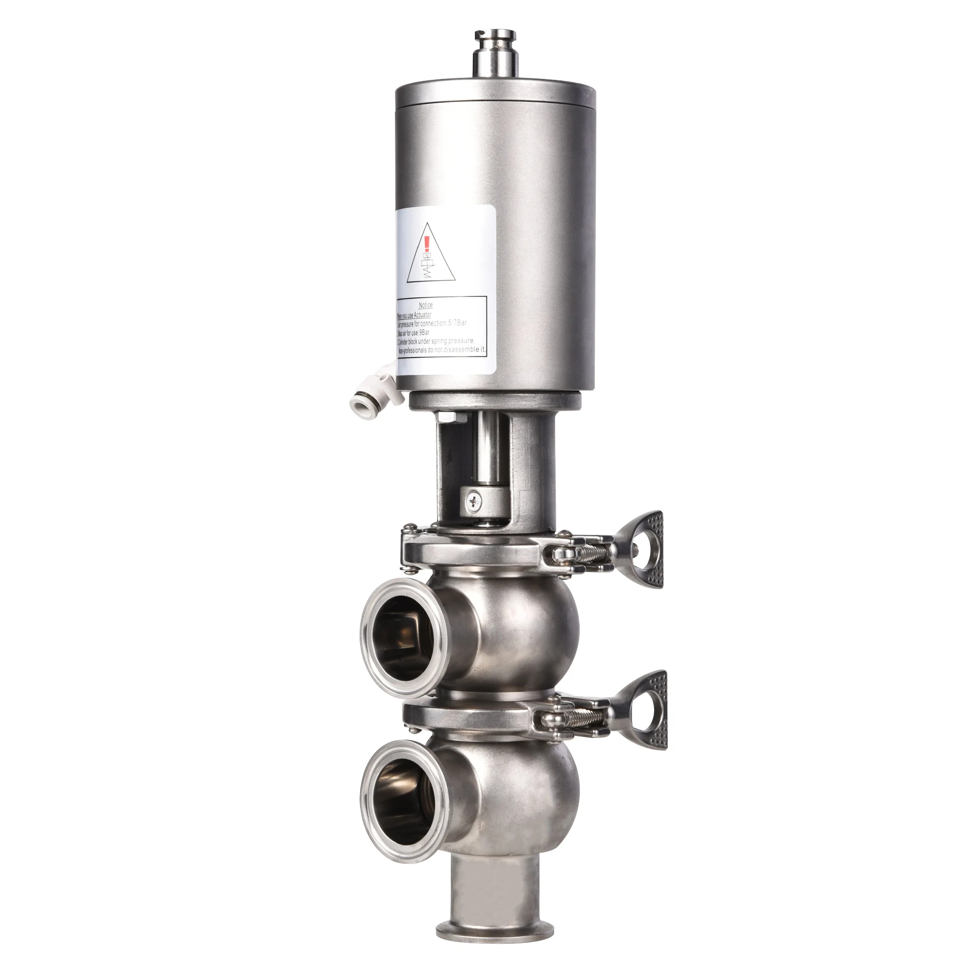

Food Grade Stainless steel SS304 DN50 Sanitary F Type Pneumatic Stop Reversing Valve