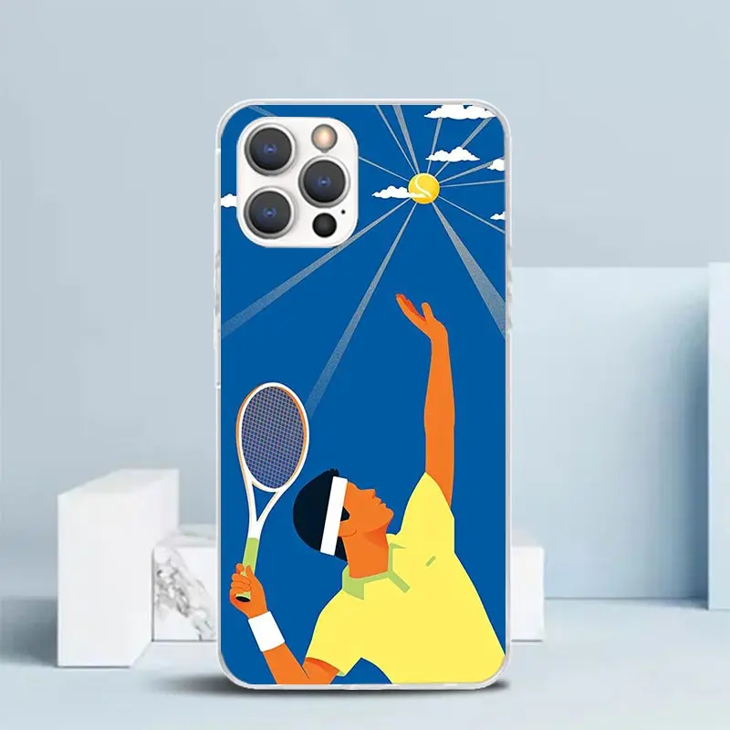 Фото Чехол для iPhone 16 17 Air 15 14 Pro Max 16E 17E 13 Mini 12 11 7 SE с принтом в стиле тенниса, мягкий, с рисунком, для моделей 16 17 A №4