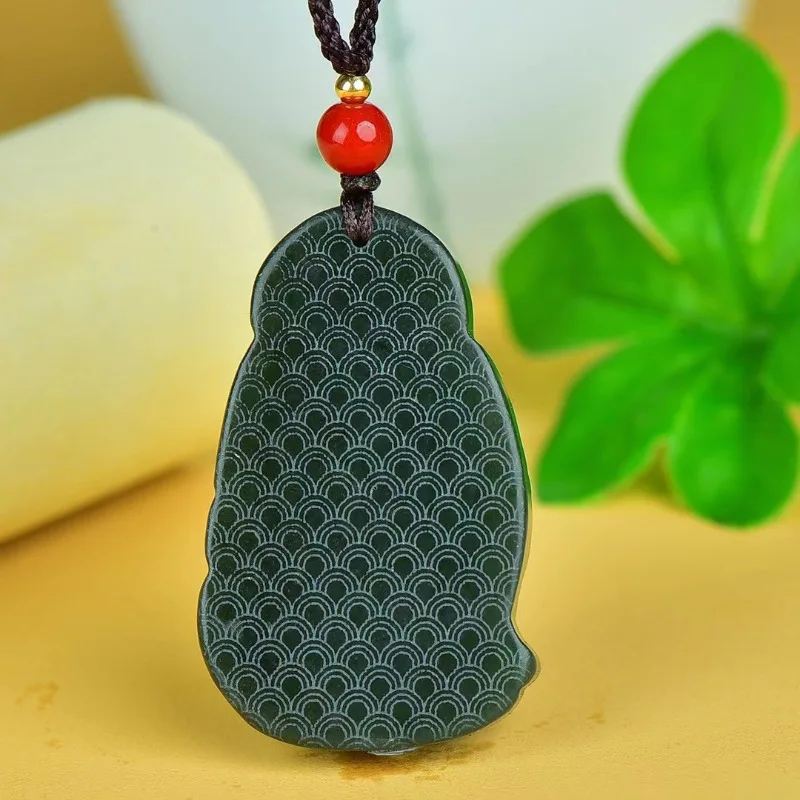 Натуральное ожерелье с подвеской Будды Maitreya из нефрита для мужчин и женщин