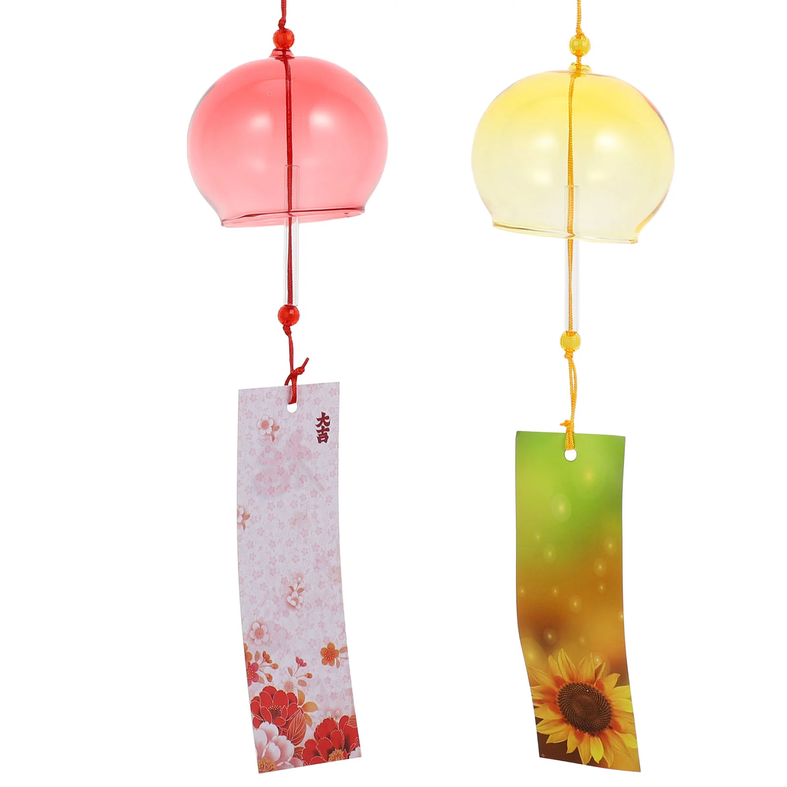 

4 шт. подвески для балкона, стеклянные ветряные колокольчики в японском стиле, подвесные украшения, ярлыки, креативные бумажные декорации