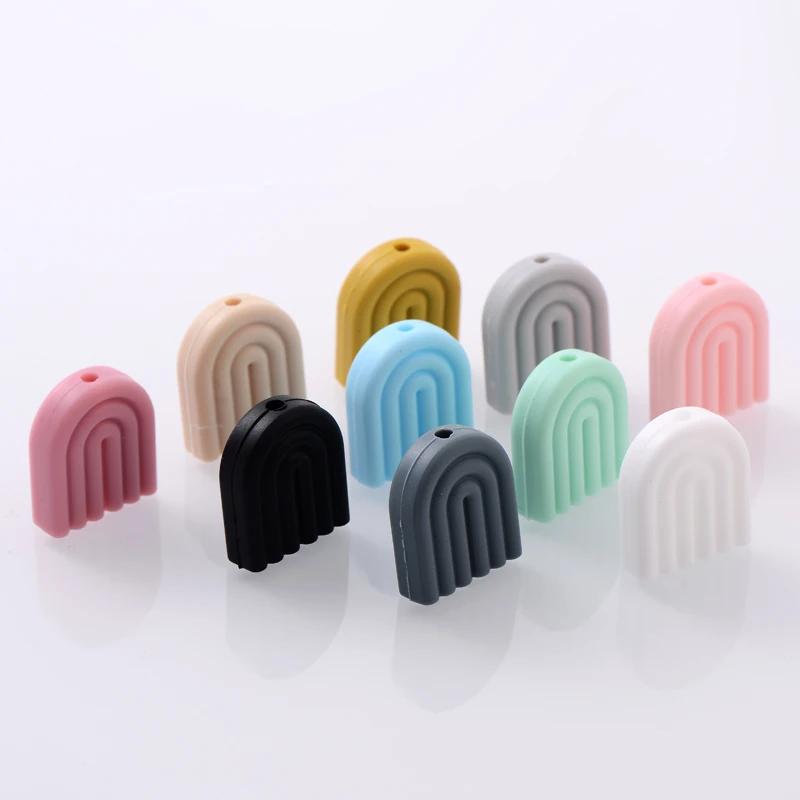 10Pcs Silicone Beads Rainbow Food Grade Teether Beads For Jewelry Making DIY Necklace Pacifier Chain Accessories