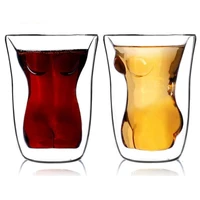 1pc double layered transparent skull head coffee mug crystal glass cup for home bar club whiskey wine vodka and beer wine glass