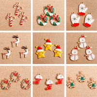 10pcslot mix cute christmas charms for jewelry making christmas tree deer bell glove charms pendant for necklaces earrings gift