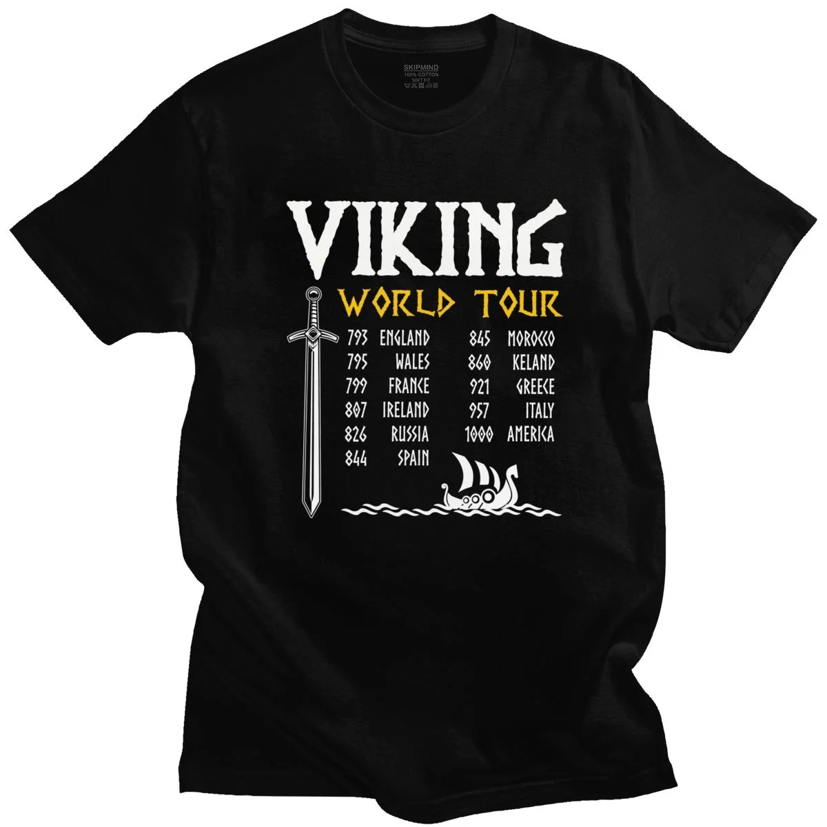 

Classic Viking World Tour Viking Shirt Men Short Sleeved Print Sword T-Shirt Fashion Loose Fit Tee Pure Cotton Tshirt Merch Gift