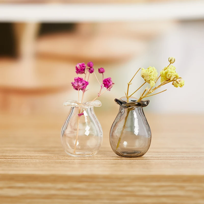 

Dollhouse Miniature Cone Glass Vase Food Play Scene Model DIY Glass Bottle Vase For Dollhouse Decals