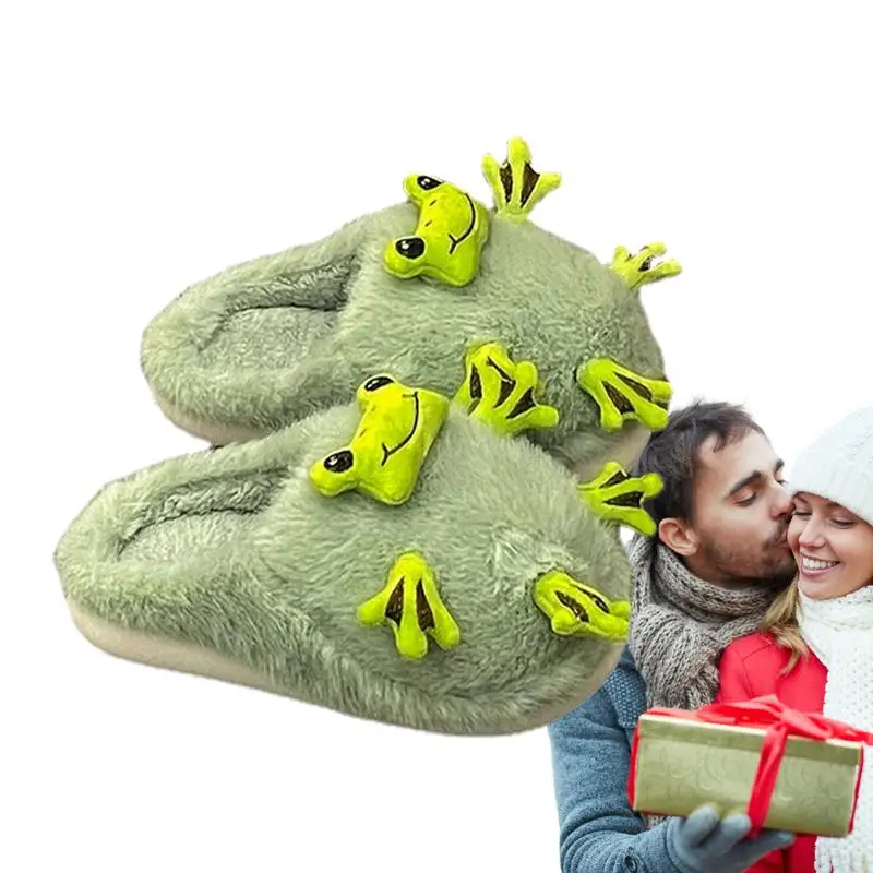 

Cute Frog Slippers Indoor Cozy House Slippers Indoor Shoes Frog Slipper Indoor Shoes Slip-On Winter Slippers Fluffy And Warm