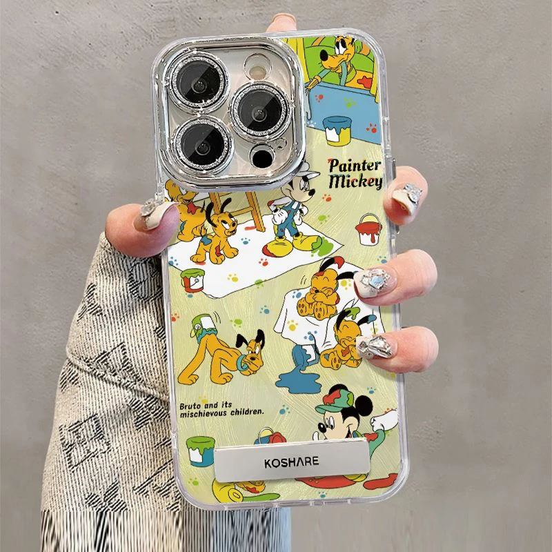 Телефонный чехол Disneies Mickeies Plutos для IPhone 16 15 14 Plus 13 12 11 Pro Max X Xs XR 8 7 текстура перьев