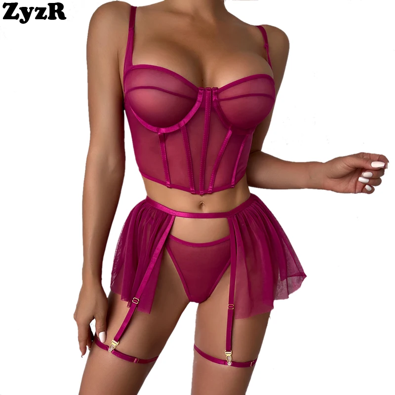 

ZyzR Retro Dots Transparent Sensual Lingerie Women Backless Mesh Temptation Pajamas Outfit Erotic Costumes