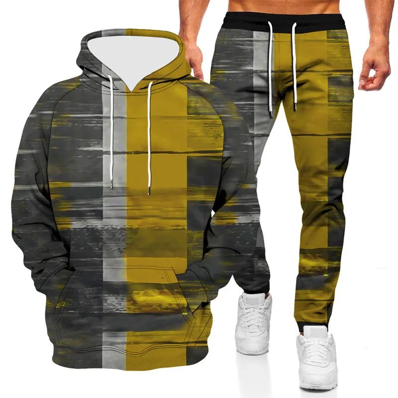 

3D Printed Men's Sweatshirt Hoodies Set Men's Tracksuit Pullover Jacket Pants Long Sleeve Sportswear Autumn Clothing Male Suit