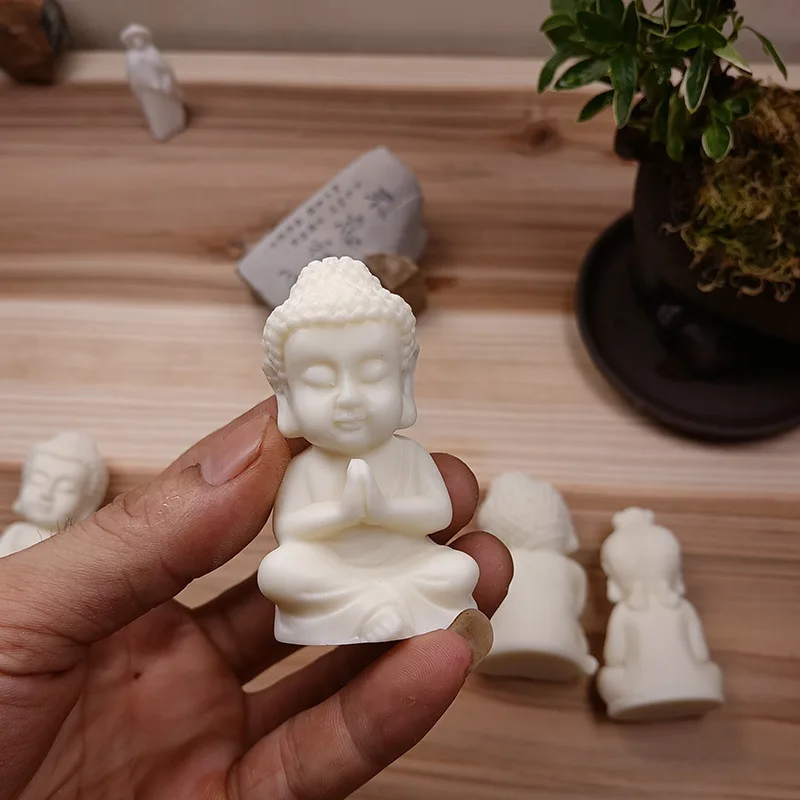 Статуя Будды, миниатюрная версия Q, мультяшный маленький орнамент Будды Татхагата, ремесла с резьбой по фруктам цвета слоновой кости, коллекционные предметы домашнего декора