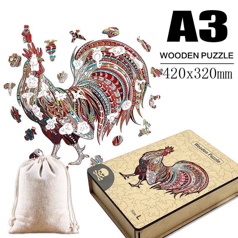 

Уникальная фотоголоволомка "Петух" для взрослых и детей, праздничный подарок, интерактивные игры, деревянная головоломка