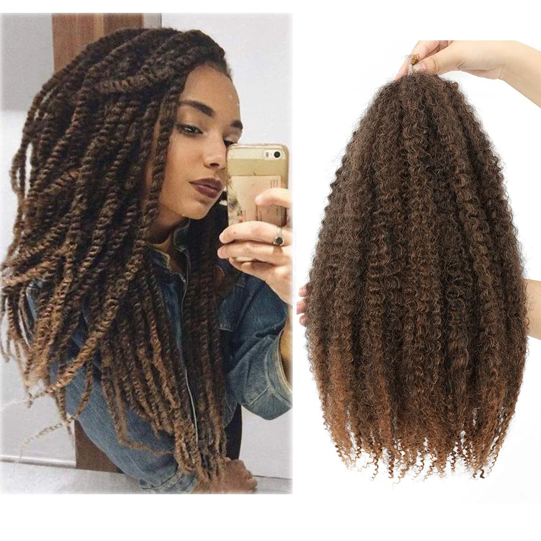 

Marley Hair Afro Kinky Twist Crochet Hair 18 Inch Ombre Synthetic Braiding Hair Extensions for Women