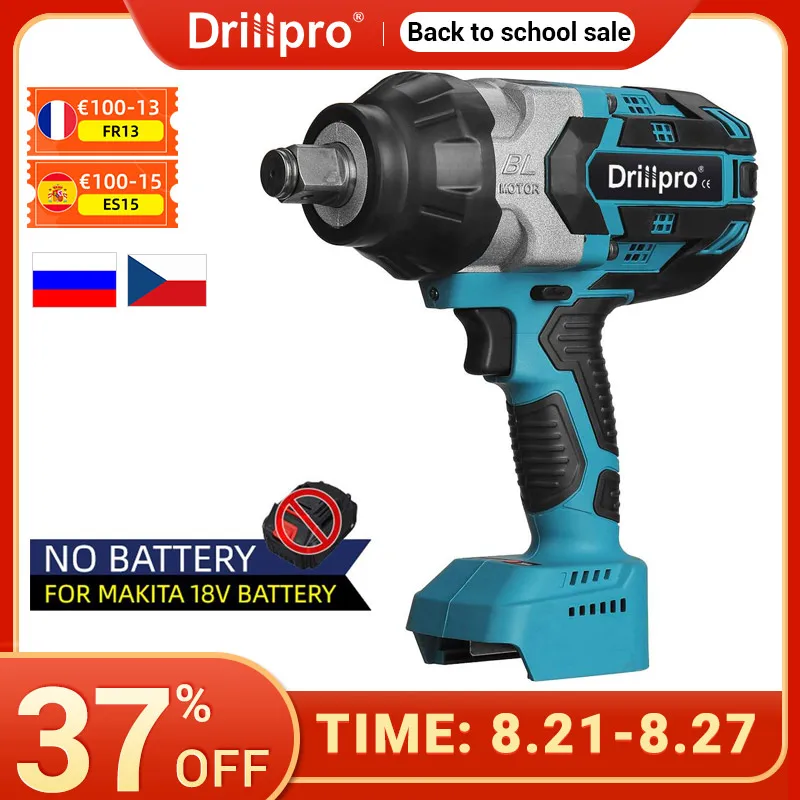 Drillpro High Torque 2000N.m Brushless Electric Impact Wrench 3/4 inch Socket Wrench Cordless Driver Tool for Makita 18V Battery