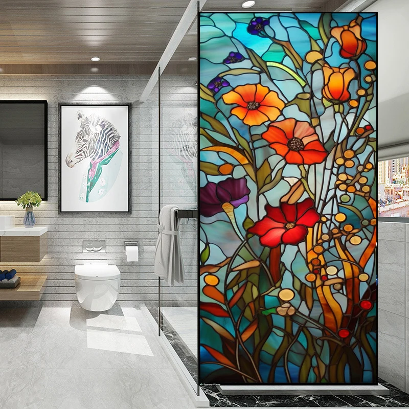 Красочная церковная витражная оконная пленка статическая липкая непрозрачная