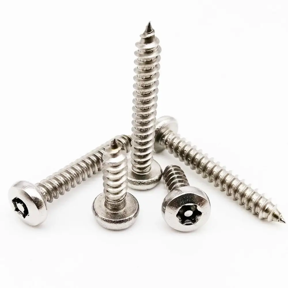 

10pcs M2.9 M3.5 M3.9 M4.2 M4.8 304 A2-70 Stainless Steel Six Lobe Torx Pan Round Head with Pin Security Self-tapping Wood Screw
