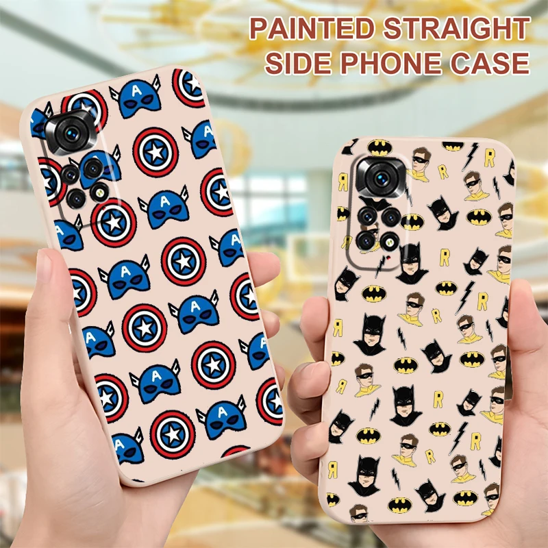 

Marvel Captain America Cool For Redmi Note 5 6 7PRO 8T 9S 10X 11E Pro 2021 Pro Max Pro Plus Liquid Rope shockproof Phone Case