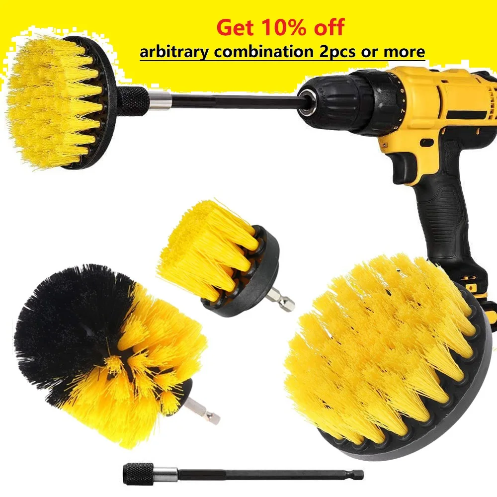 Drill Brush Attachment Set Power Scrubber Wash Cleaning Brushes Tool Kit with Extension for Clean Glass windows Kitchen Toilet