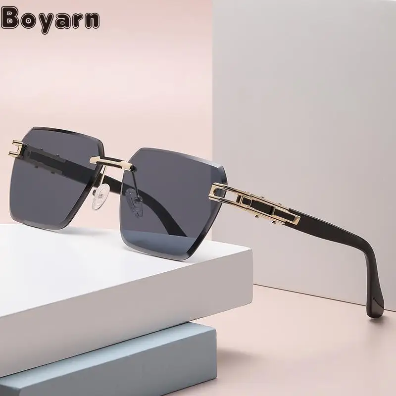 

Boyarn Steampunk Sunscreen Sunglasses Men's Frameless Diamond Sliced Sunglasses Women's Advanced Sense Boyarn Luxury Brand Desig