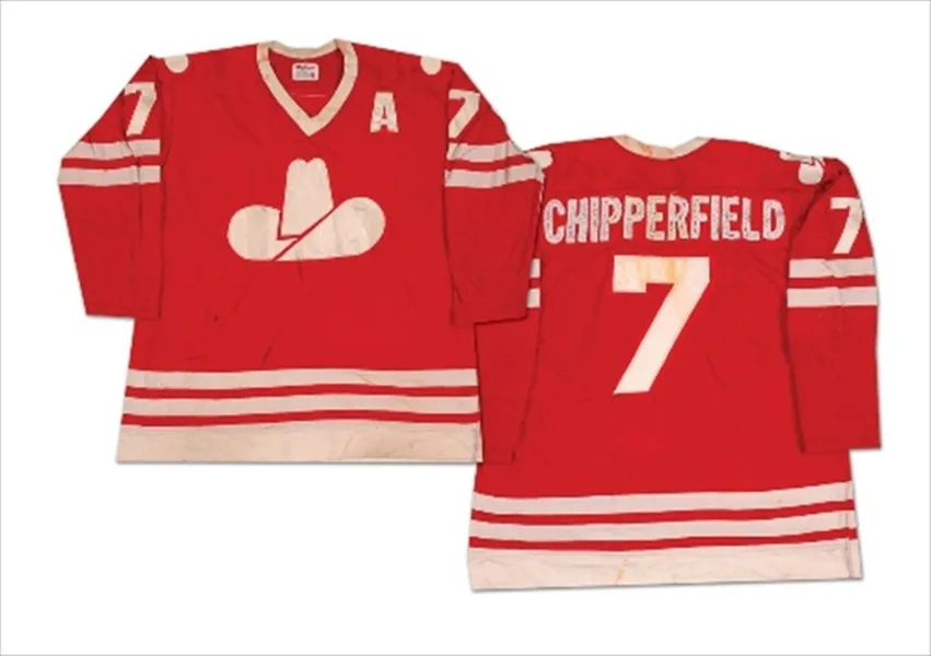 

#7 Ron Chipperfield Calgary Cowboys 1975-77 Hockey Jerseys Embroidery Stitched any number and Name