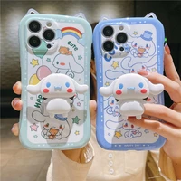 sanrio cartoon cinnamoroll with stand phone cases for iphone 13 12 11 pro max xr xs max 8 x 7 plus anti drop cover